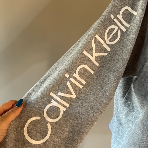 CALVIN KLEIN LOGO women’s plus PERFORMANCE 1/2 zip sweatshirt grey pockets 2X - Picture 6 of 17